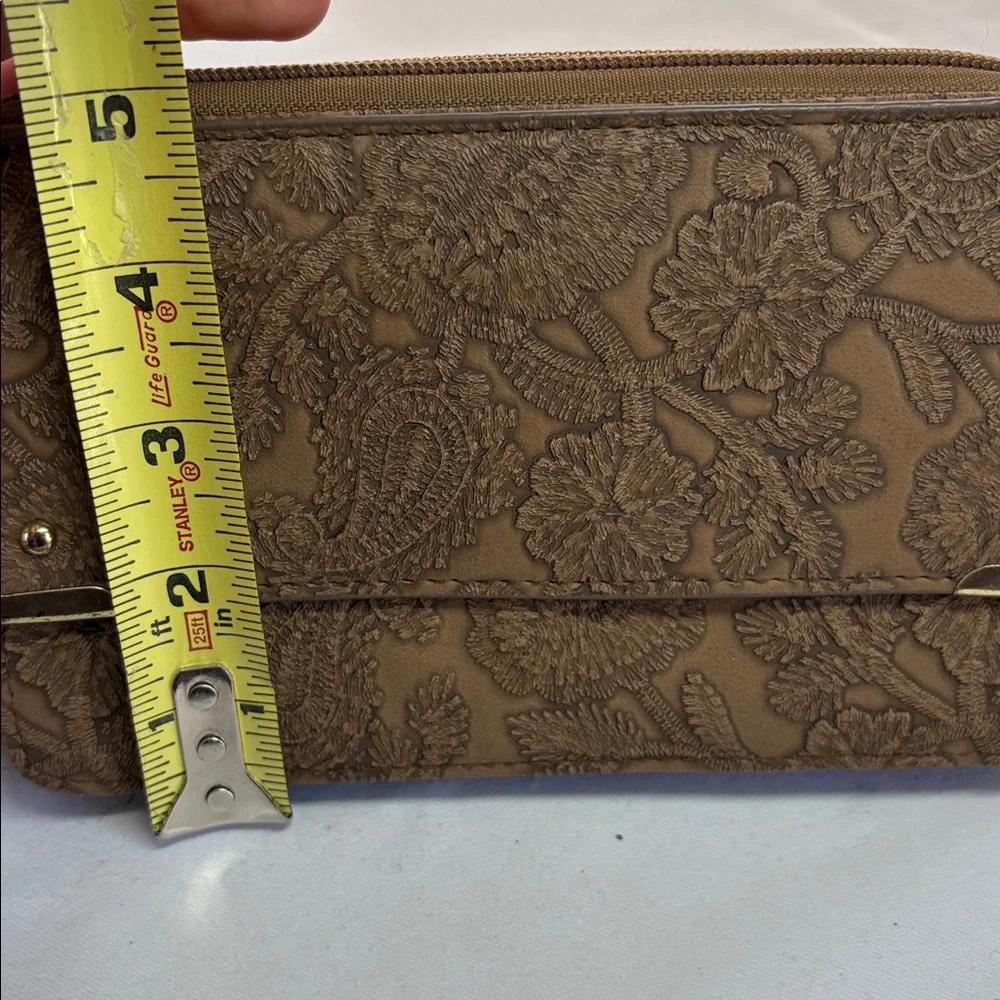 Bueno Brown Embossed Faux Leather Clutch Wristlet Wallet